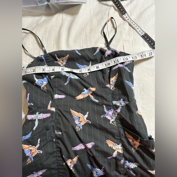 FREE PEOPLE Strapless BIRD PRINT Sunshine of Your Love pocket Mini Dress - Picture 4 of 13